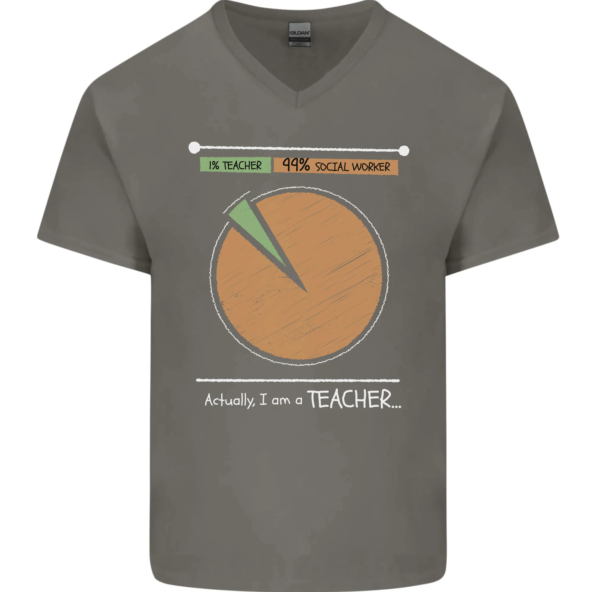 1% Teacher 99% Social Worker Teaching Mens V-Neck Cotton T-Shirt