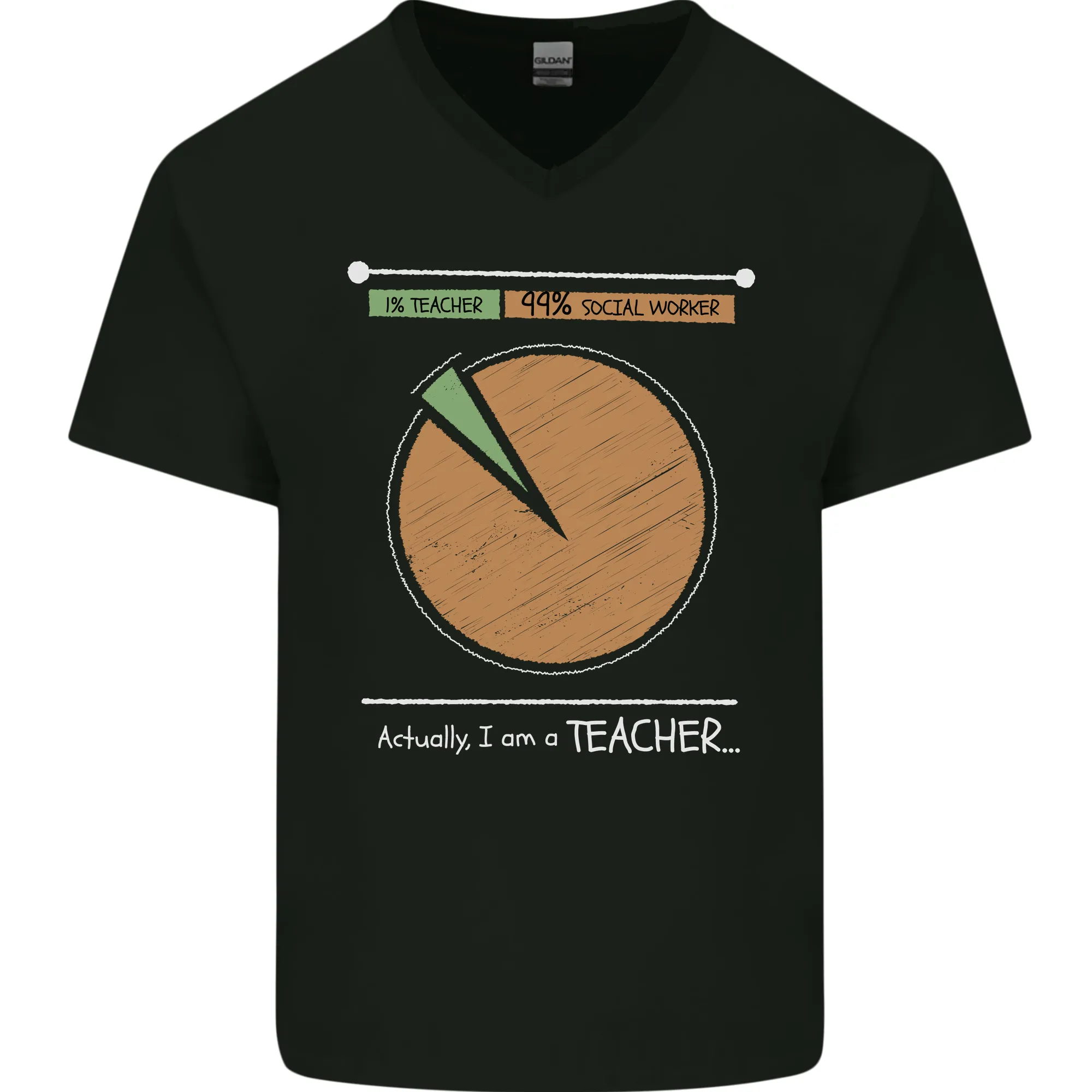 1% Teacher 99% Social Worker Teaching Mens V-Neck Cotton T-Shirt