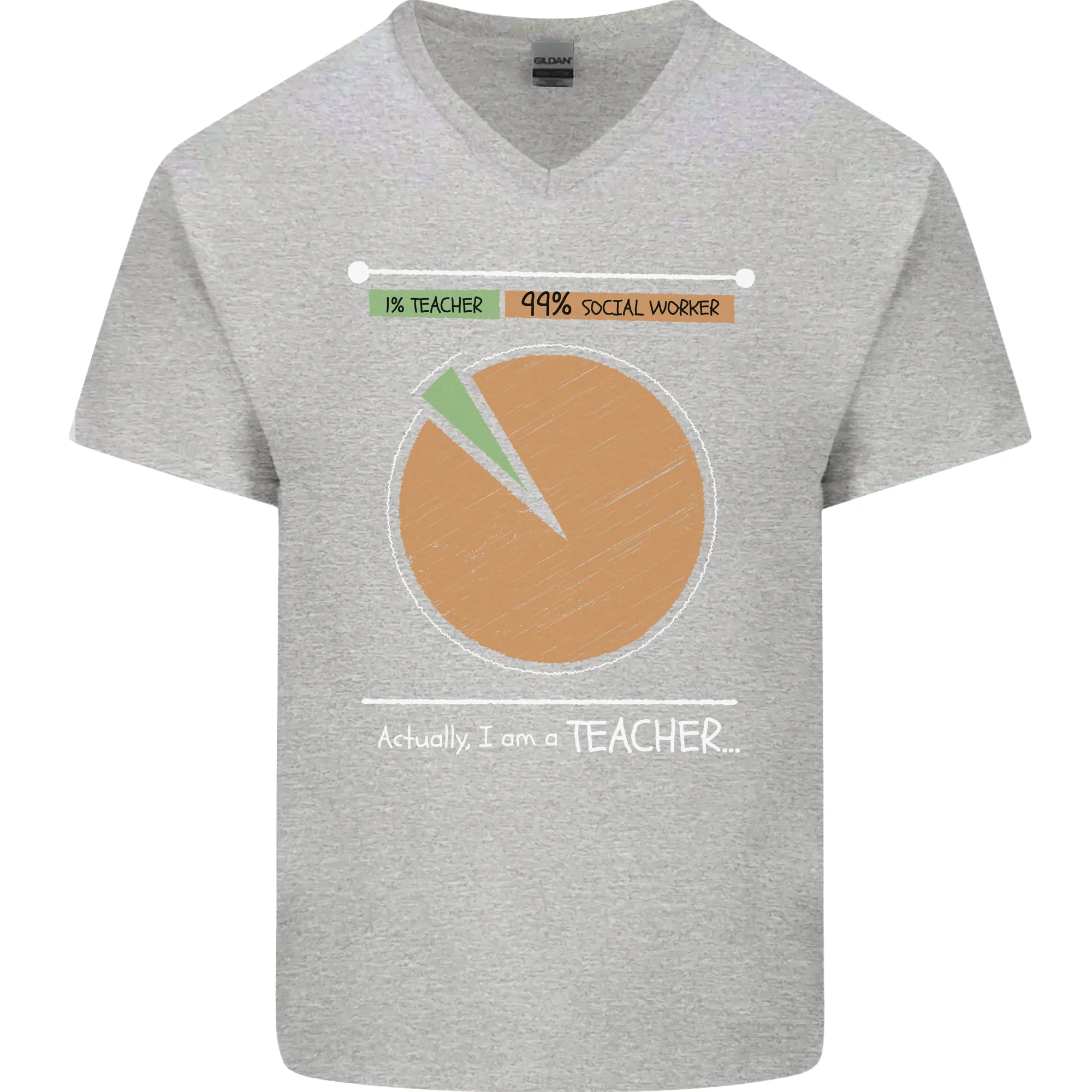 1% Teacher 99% Social Worker Teaching Mens V-Neck Cotton T-Shirt