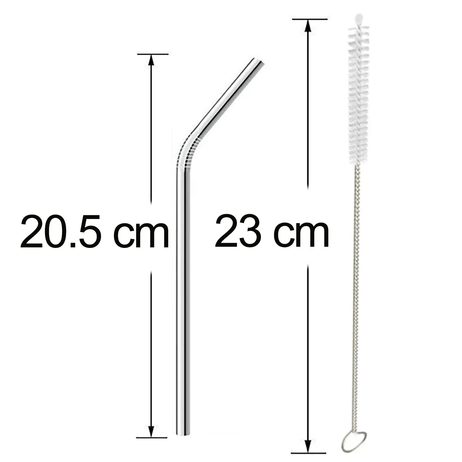 1733 Reusable Stainless Steel Drinking Straws Bent (4 Bent Straws, 1 Brush)