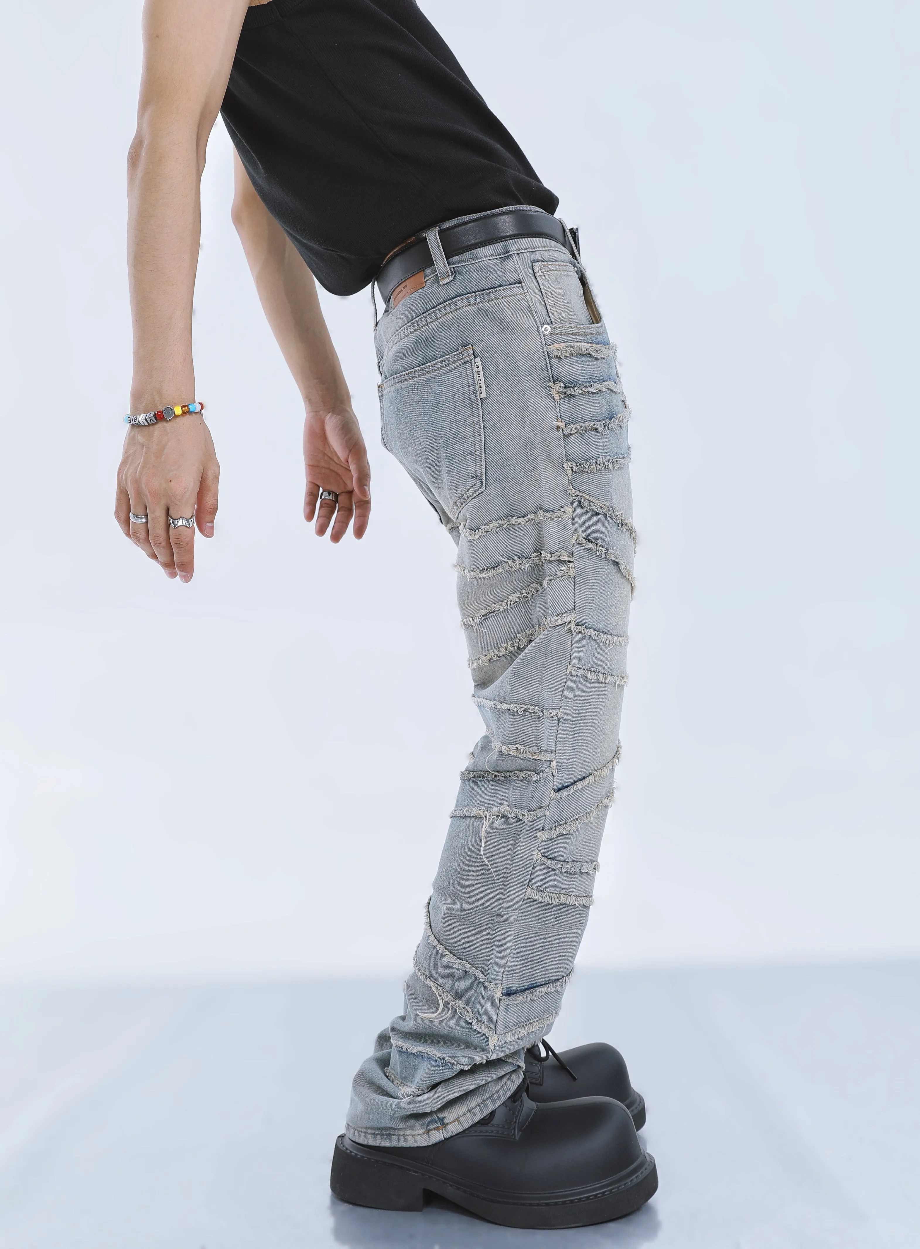 【23s September.】Fringed Raw Edge Loose Straight Jeans