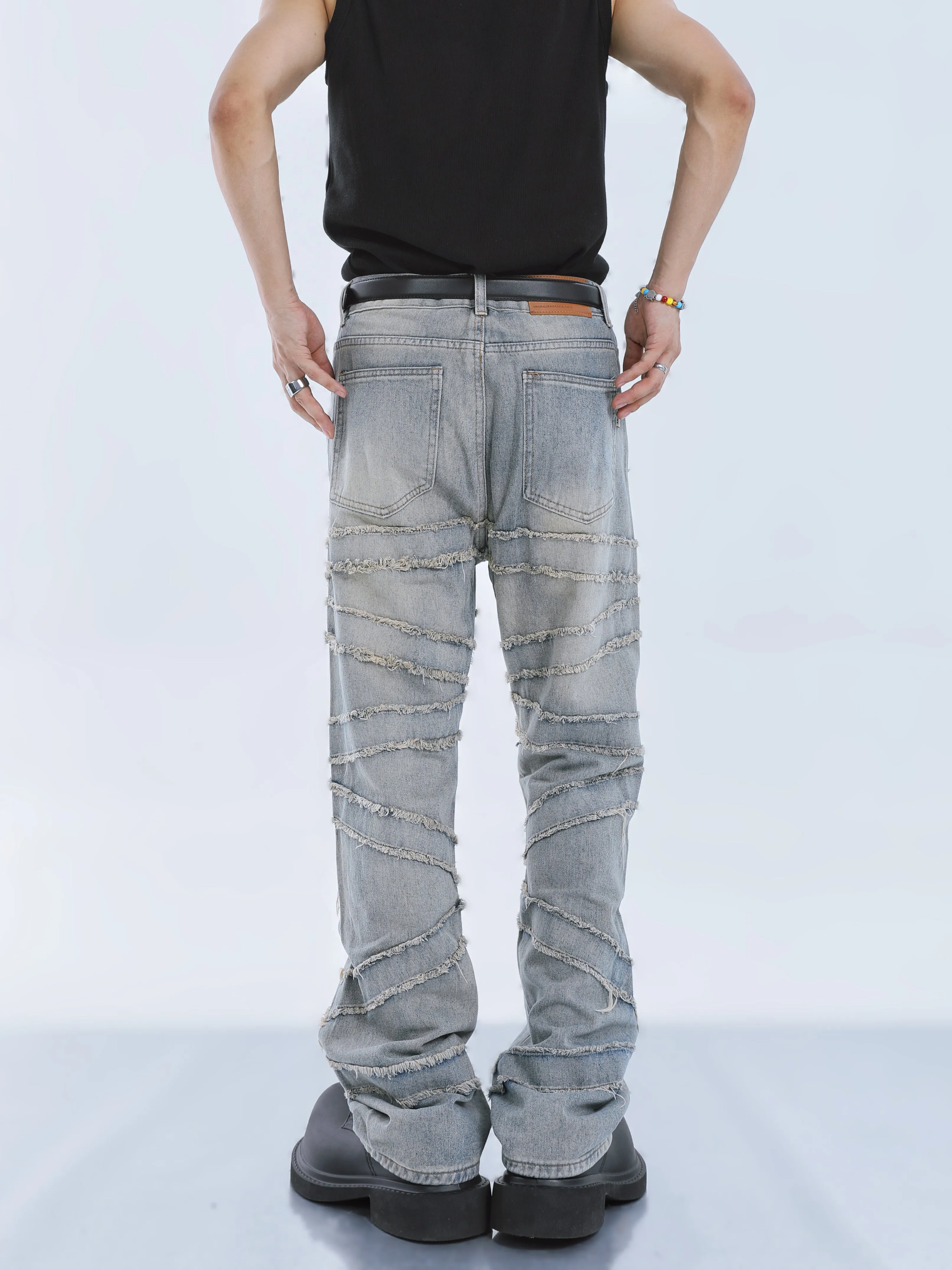 【23s September.】Fringed Raw Edge Loose Straight Jeans