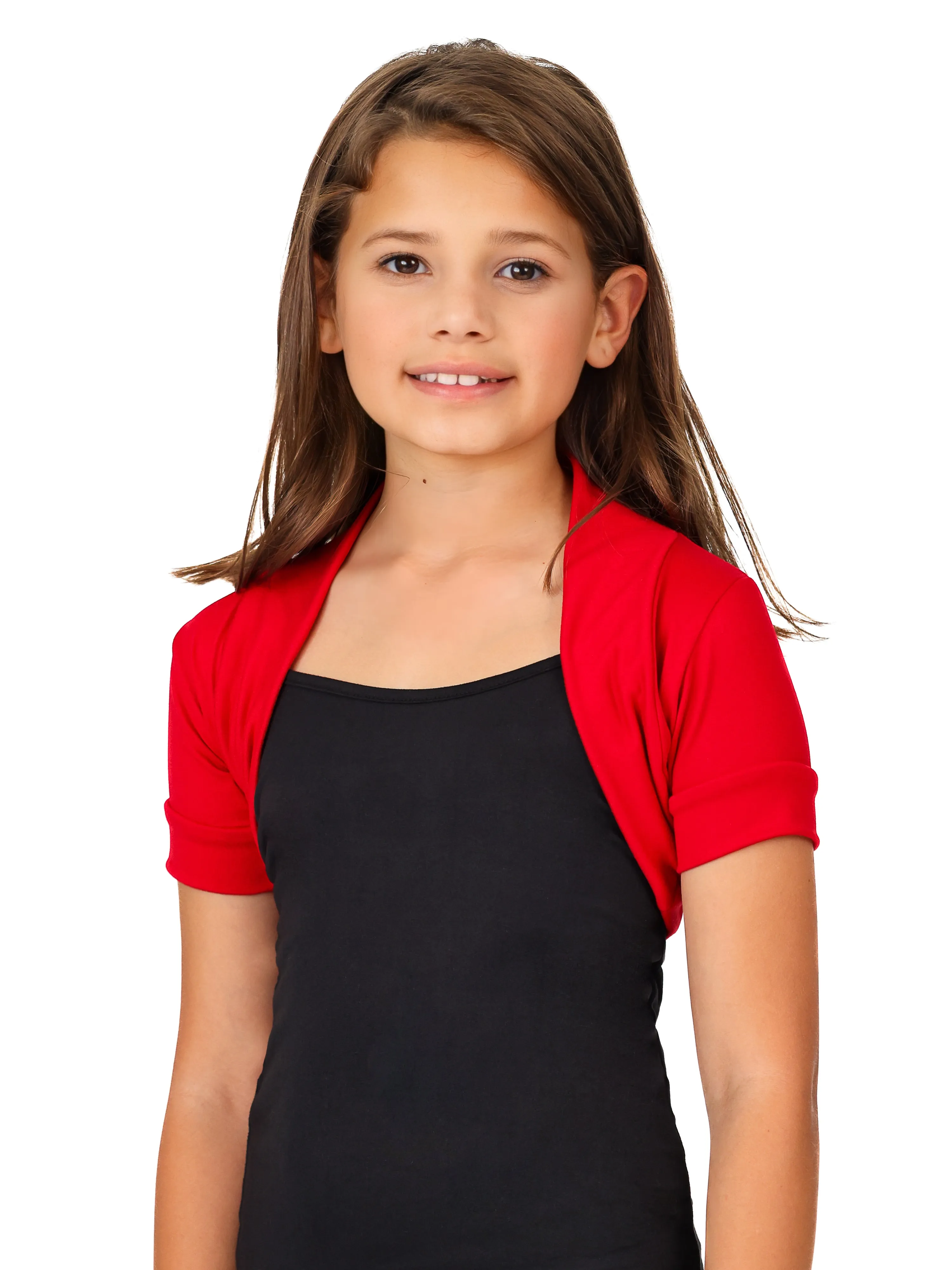 24seven Comfort Apparel Girls Open Front short Sleeve Cropped Bolero Shrug