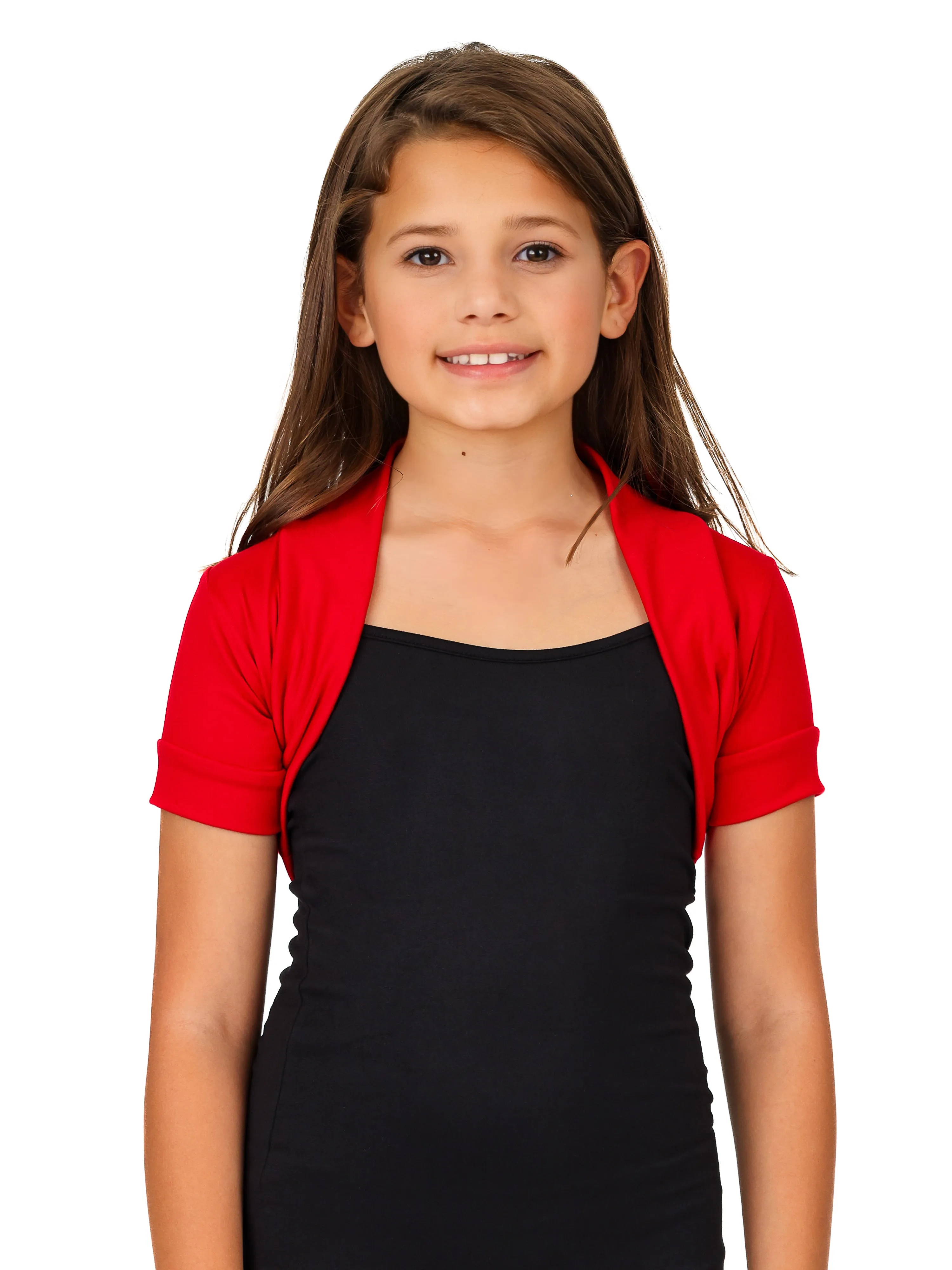 24seven Comfort Apparel Girls Open Front short Sleeve Cropped Bolero Shrug