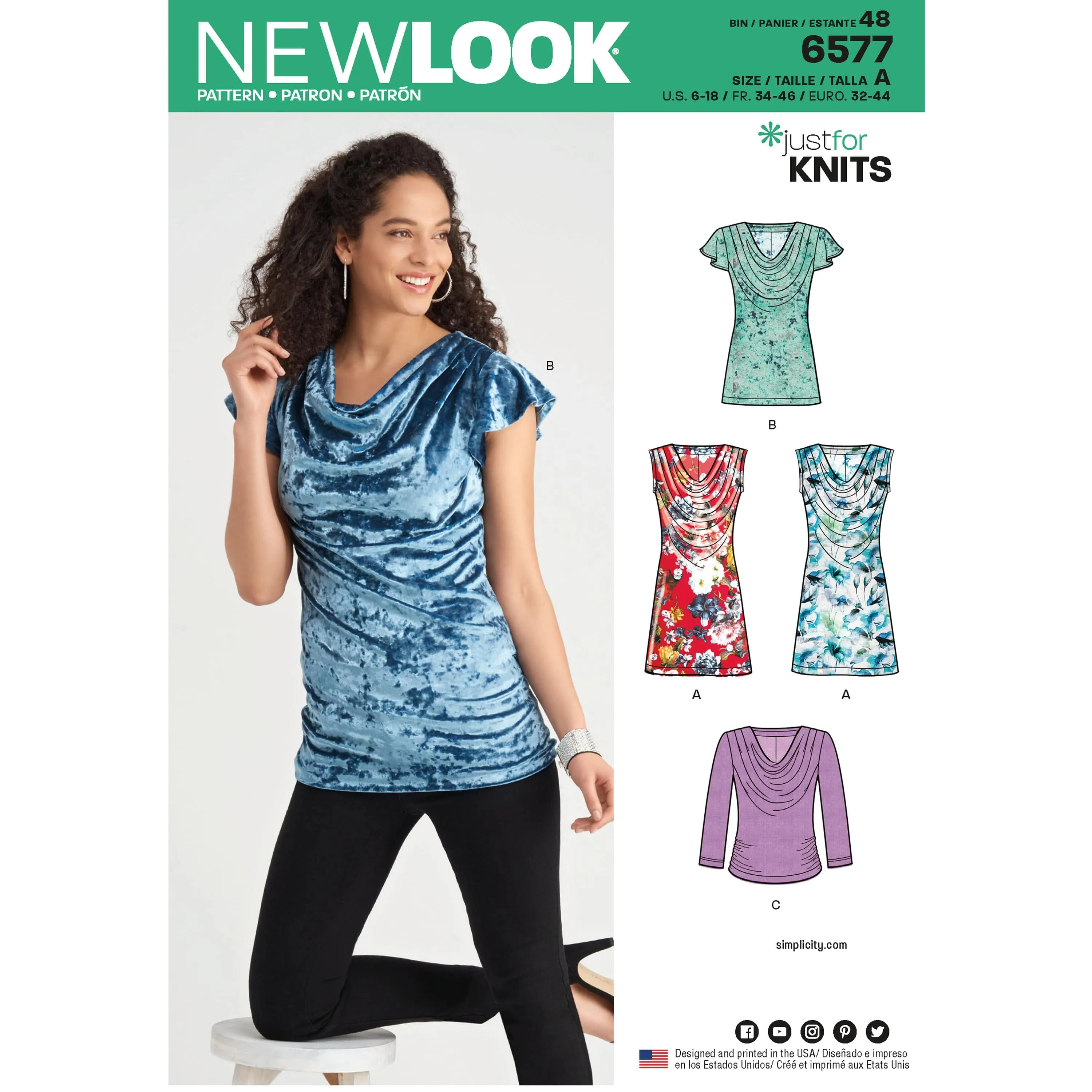 6577 New Look Pattern 6577 Misses' Knit Tops