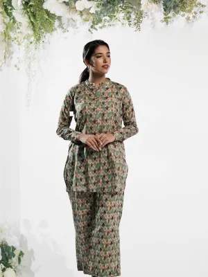 Ahlam Soft Cambric Stitched-Color Splash Co-ord Set Collection'2024