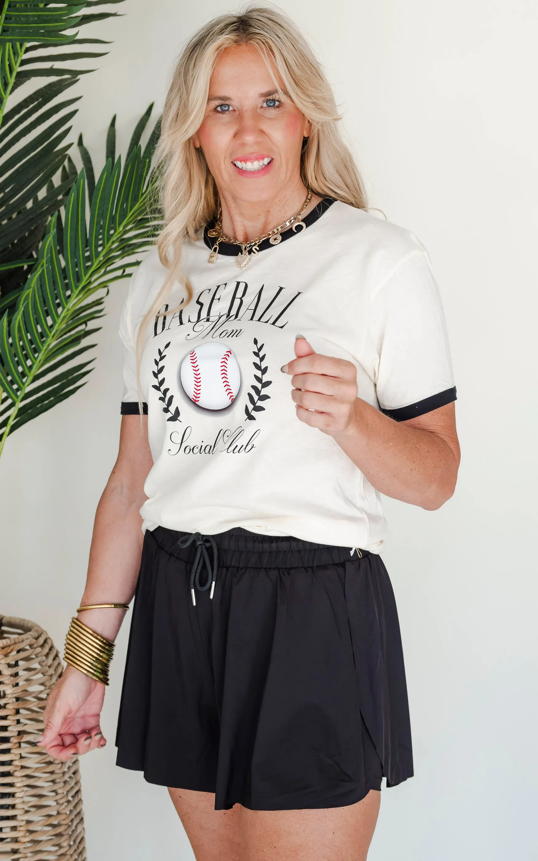 Baseball Mom Social Club Ringer Graphic T-shirt.