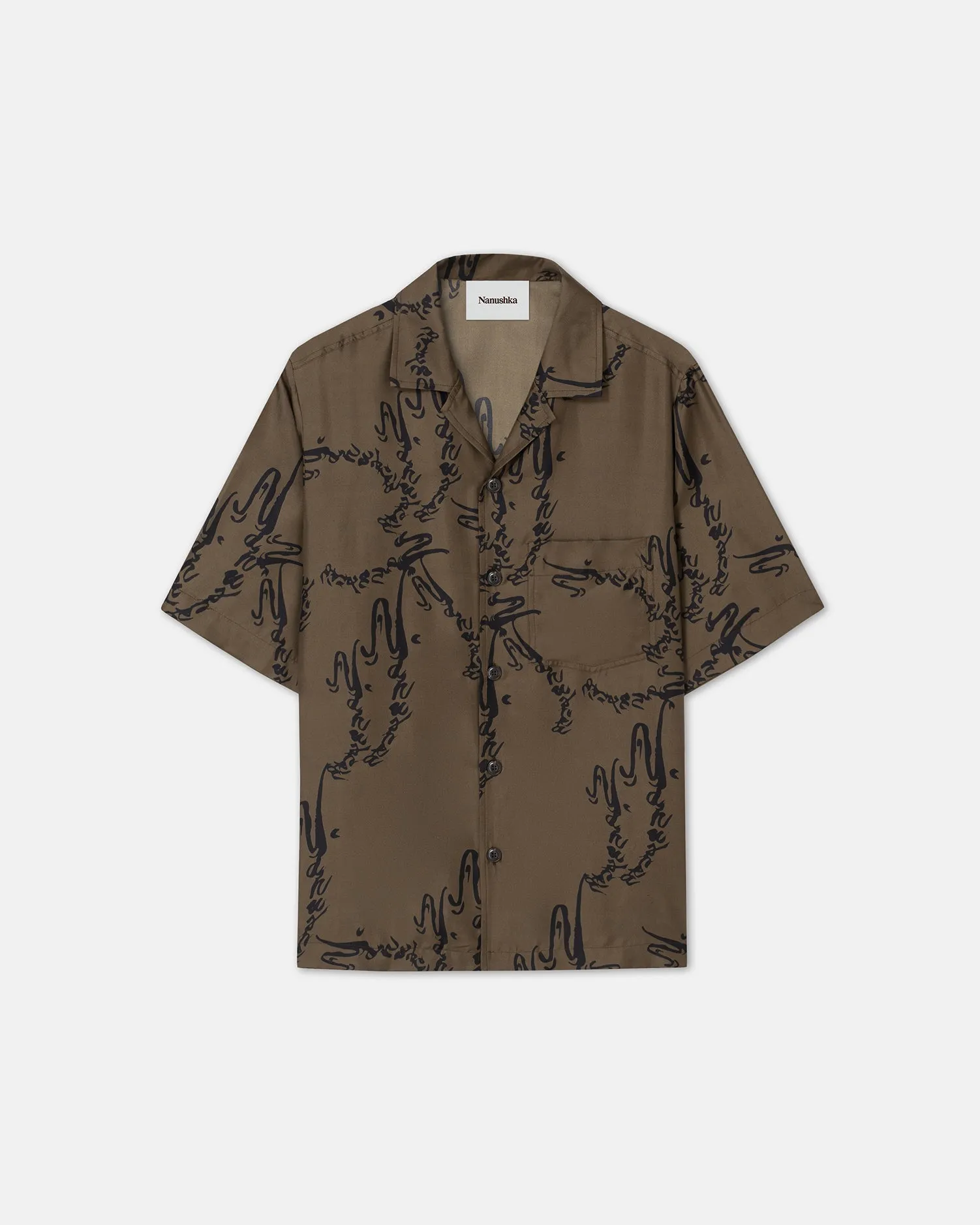 Bodil - Printed Silk-Twill Shirt - Khaki