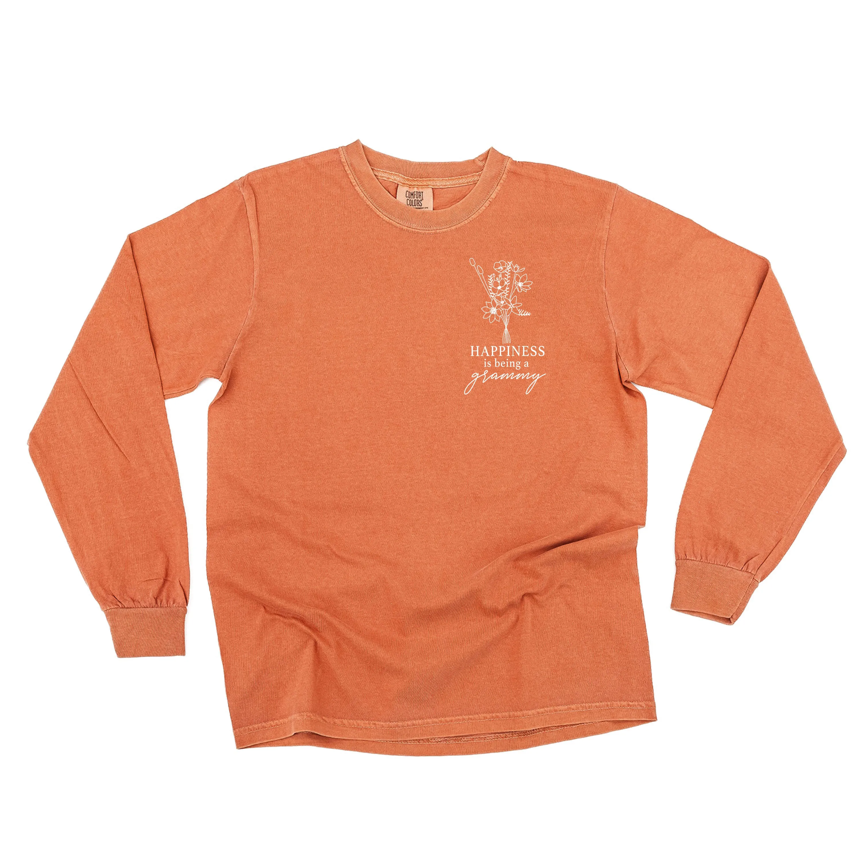 Bouquet Style - Happiness is Being a GRAMMY - LONG SLEEVE COMFORT COLORS TEE