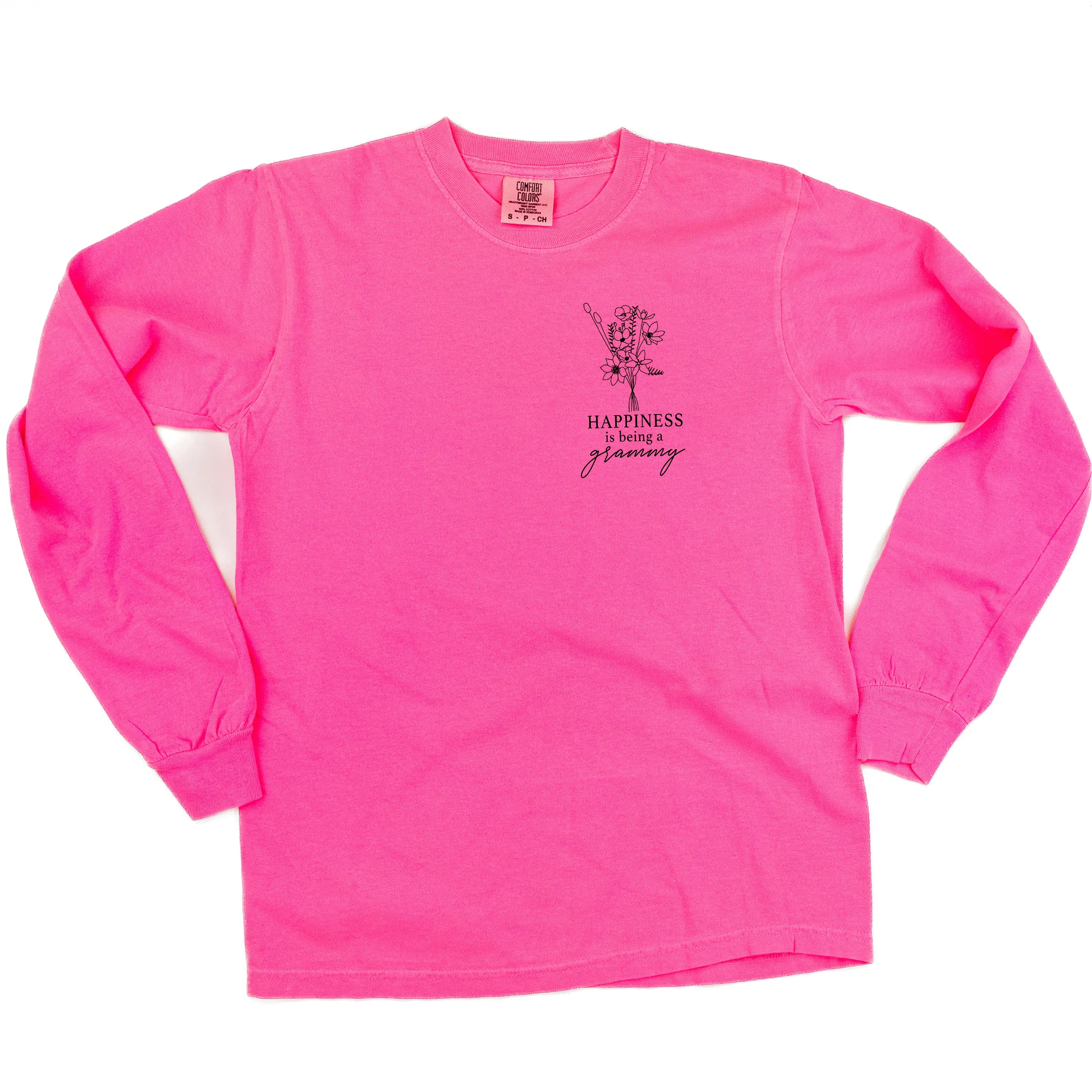 Bouquet Style - Happiness is Being a GRAMMY - LONG SLEEVE COMFORT COLORS TEE