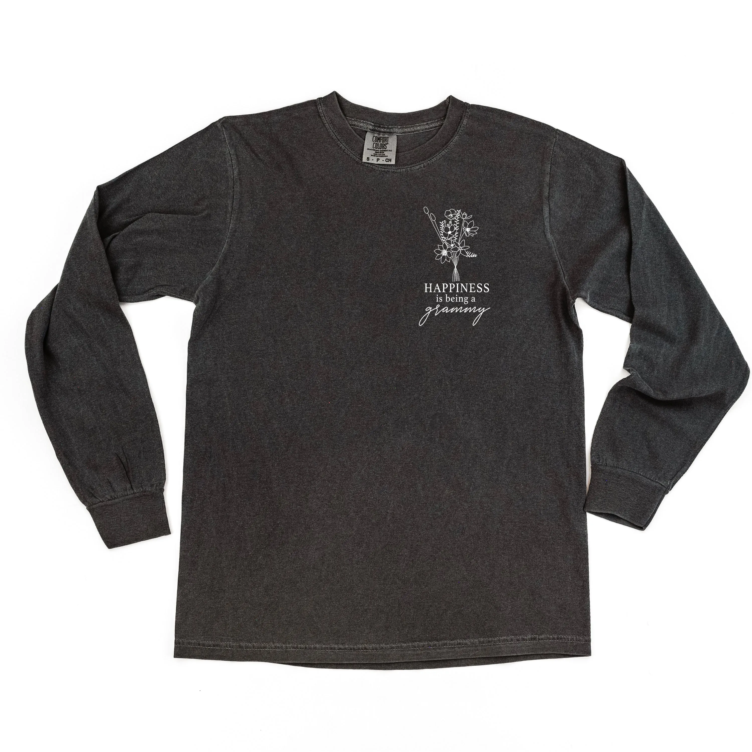 Bouquet Style - Happiness is Being a GRAMMY - LONG SLEEVE COMFORT COLORS TEE