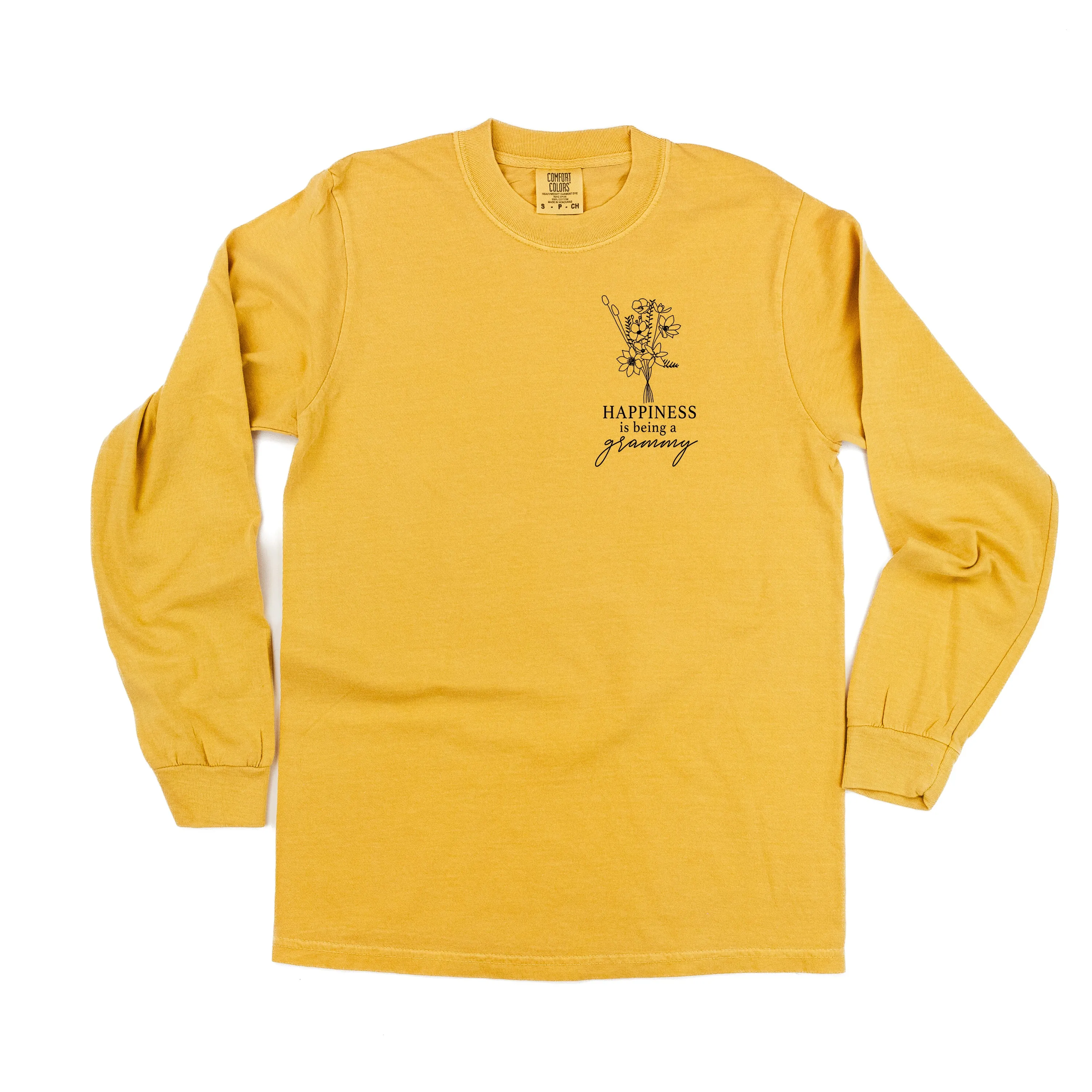 Bouquet Style - Happiness is Being a GRAMMY - LONG SLEEVE COMFORT COLORS TEE