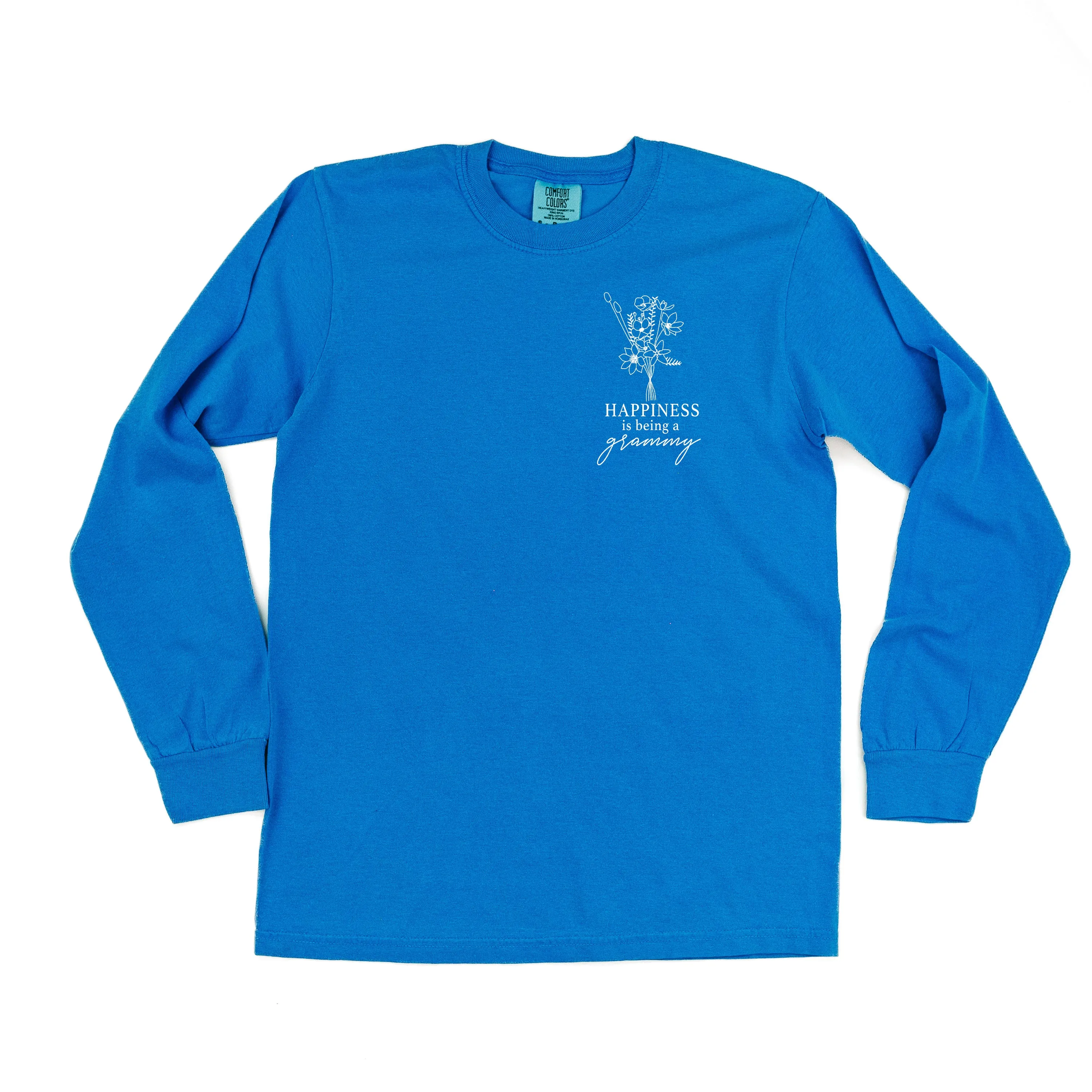 Bouquet Style - Happiness is Being a GRAMMY - LONG SLEEVE COMFORT COLORS TEE