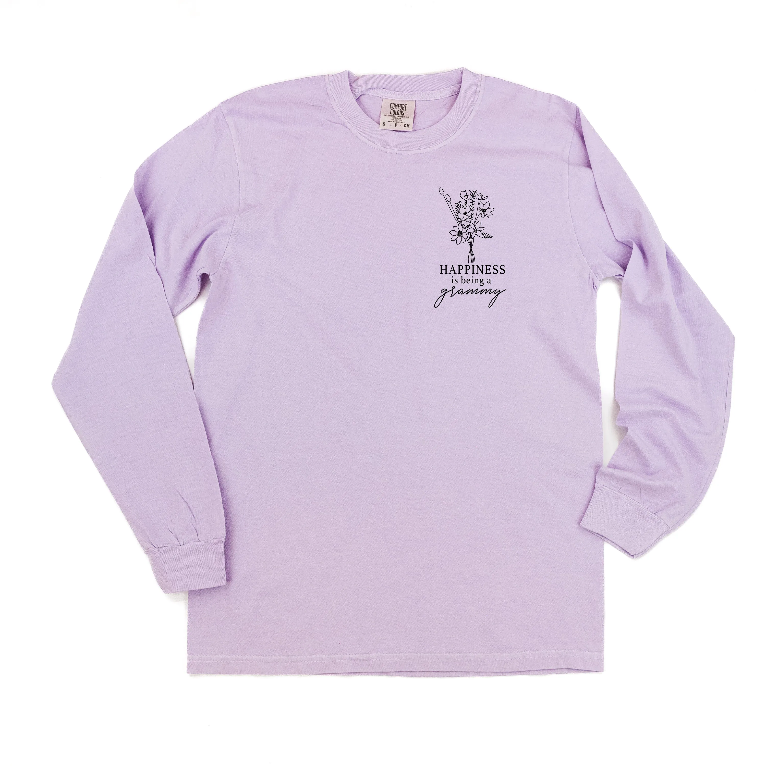 Bouquet Style - Happiness is Being a GRAMMY - LONG SLEEVE COMFORT COLORS TEE