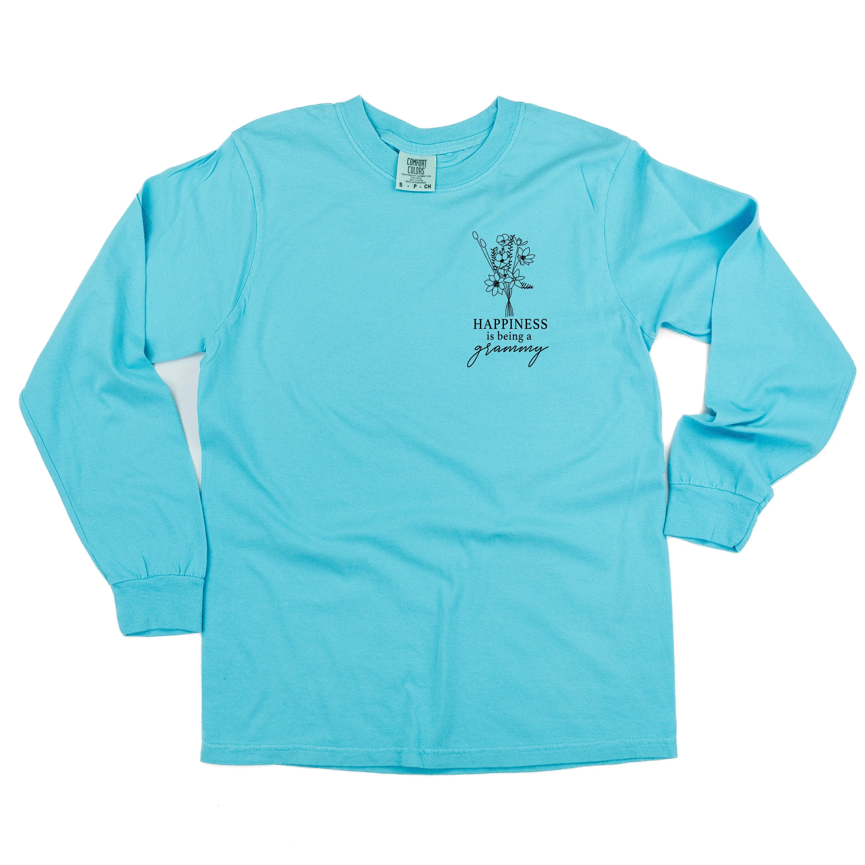 Bouquet Style - Happiness is Being a GRAMMY - LONG SLEEVE COMFORT COLORS TEE