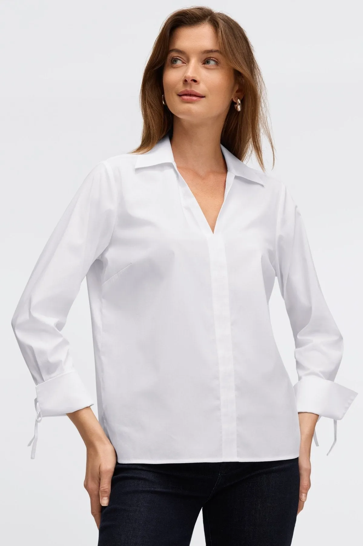 Carla Stretch No Iron Tie Sleeve Popover