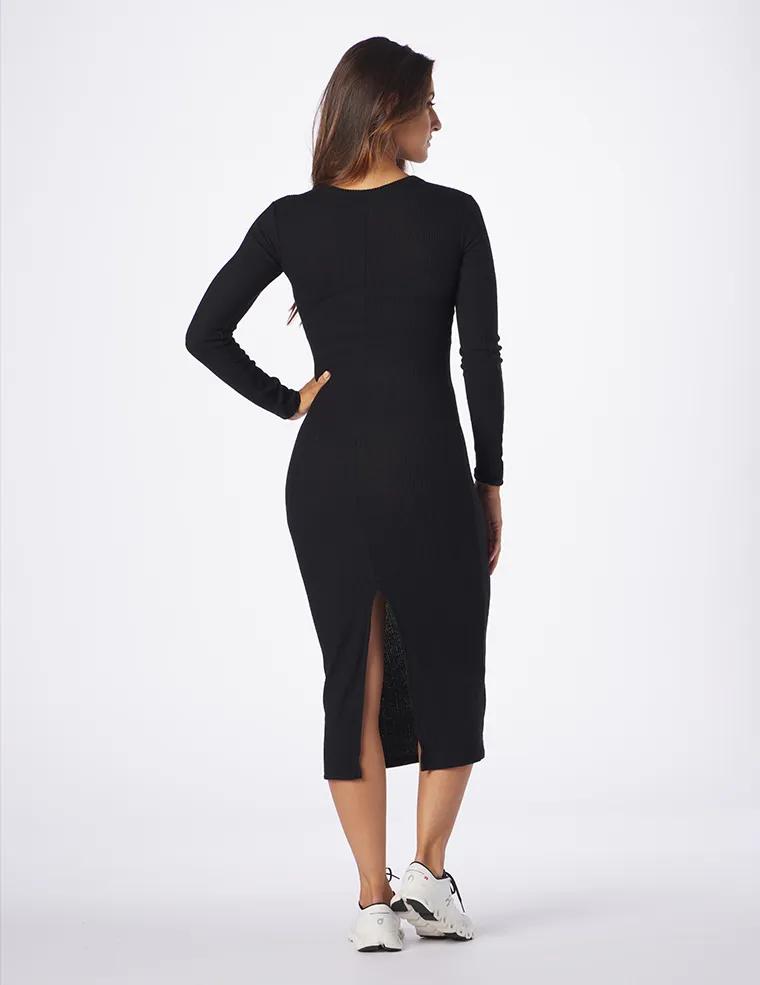 Comfort Long Sleeve Dress: Black