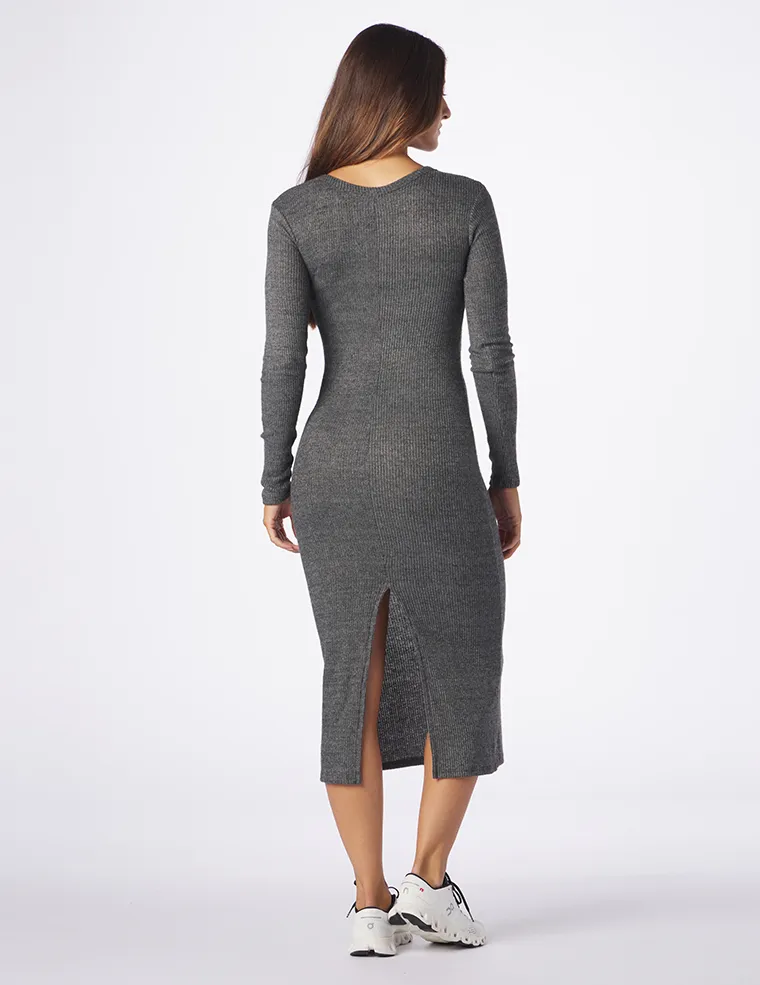 Comfort Long Sleeve Dress: Charcoal Heather