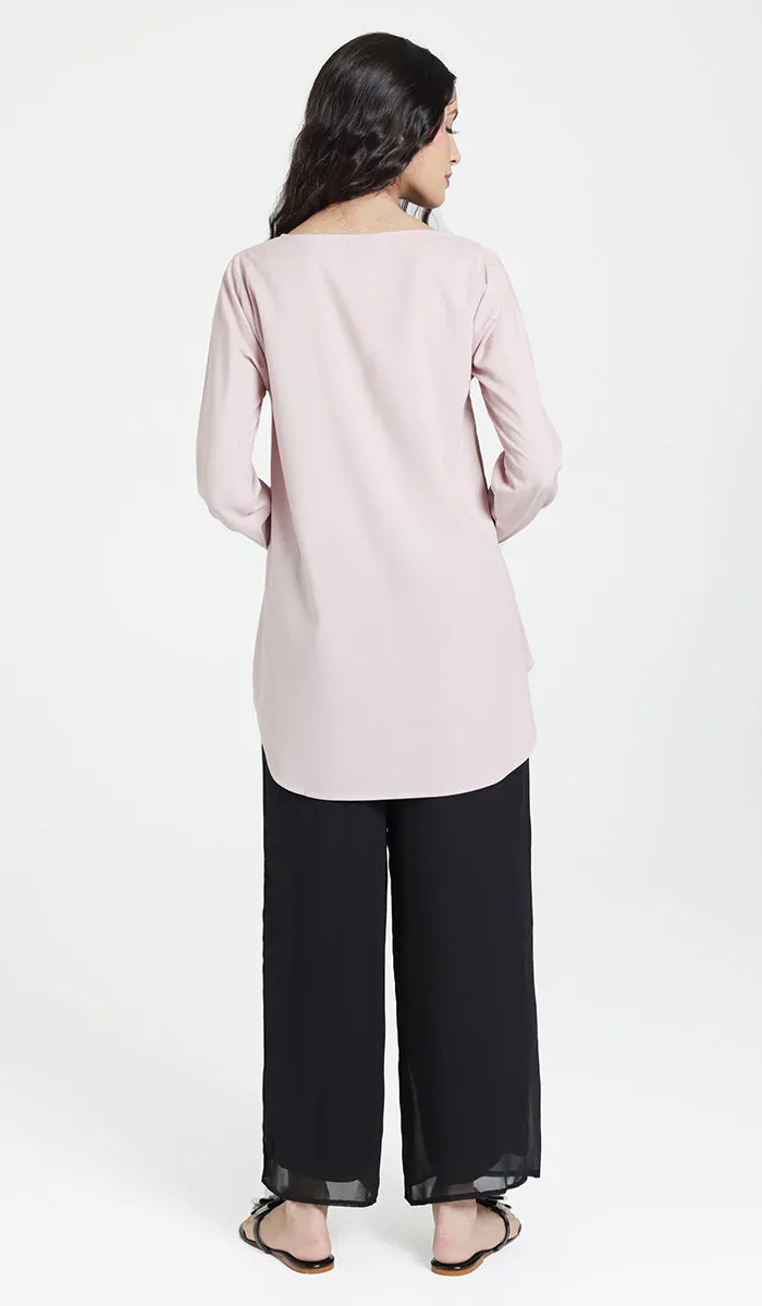 Donya Mostly Cotton Simple Everyday Tunic - Blush