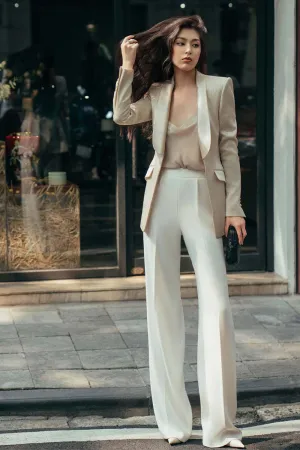 Elche Structured Long Sleeved Satin Blazer