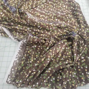 End of Bolt: 2.5 yards of Brown Vine Florals Satin Charmeuse Woven- Remnant