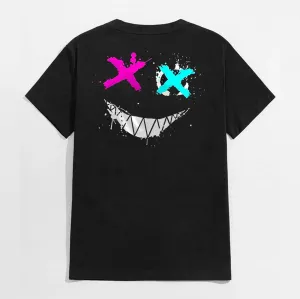 Evil Emoji Graphic Black Print T-Shirt