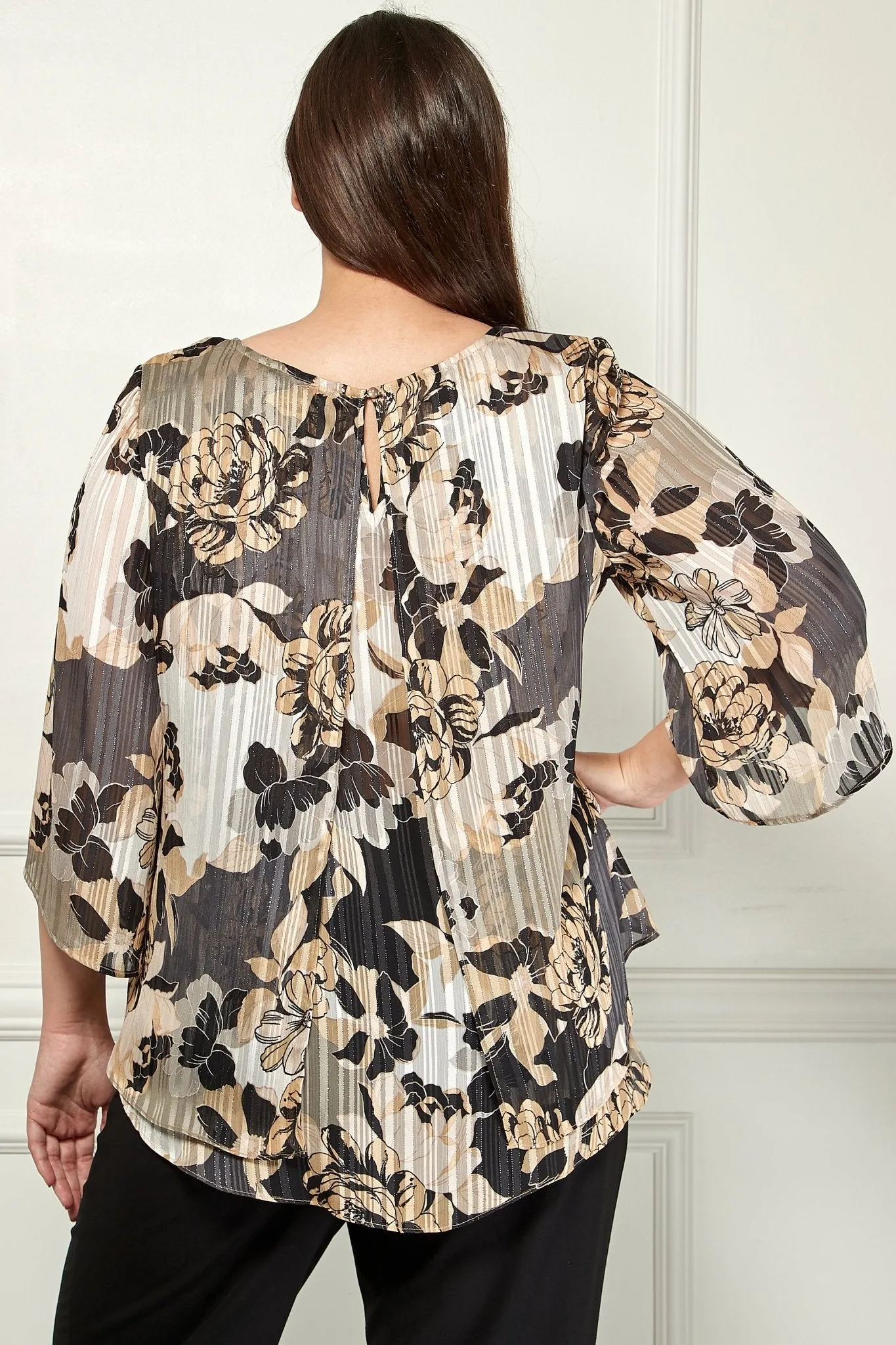 Floral Print Poly Satin Blouse - Plus