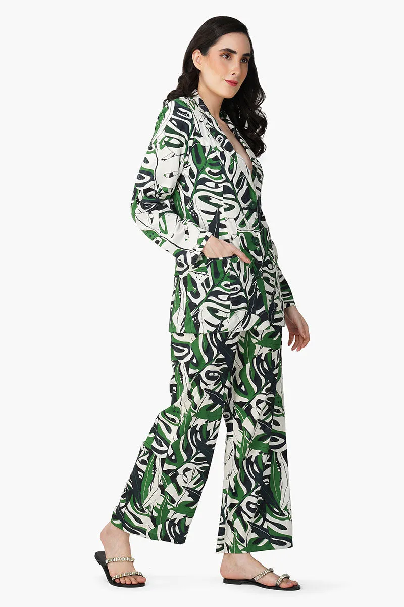 Green Birch Tropical Printed Blazer