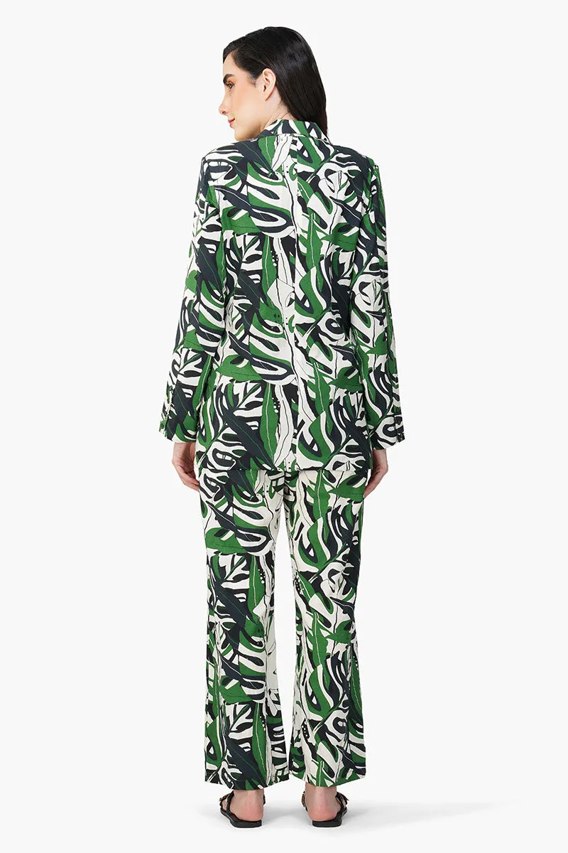 Green Birch Tropical Printed Blazer