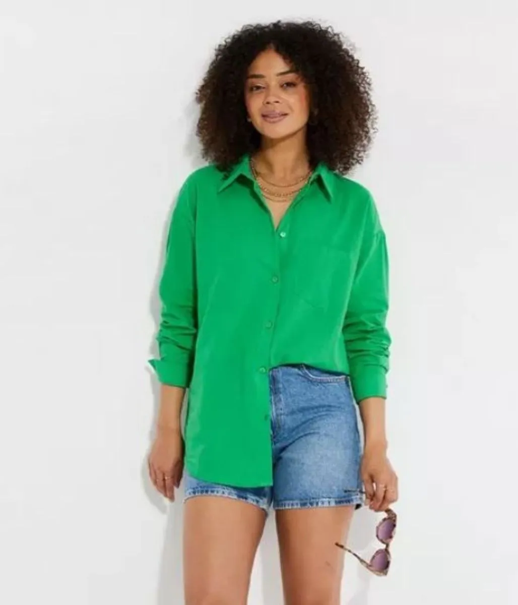 Green Linen Look Shirt