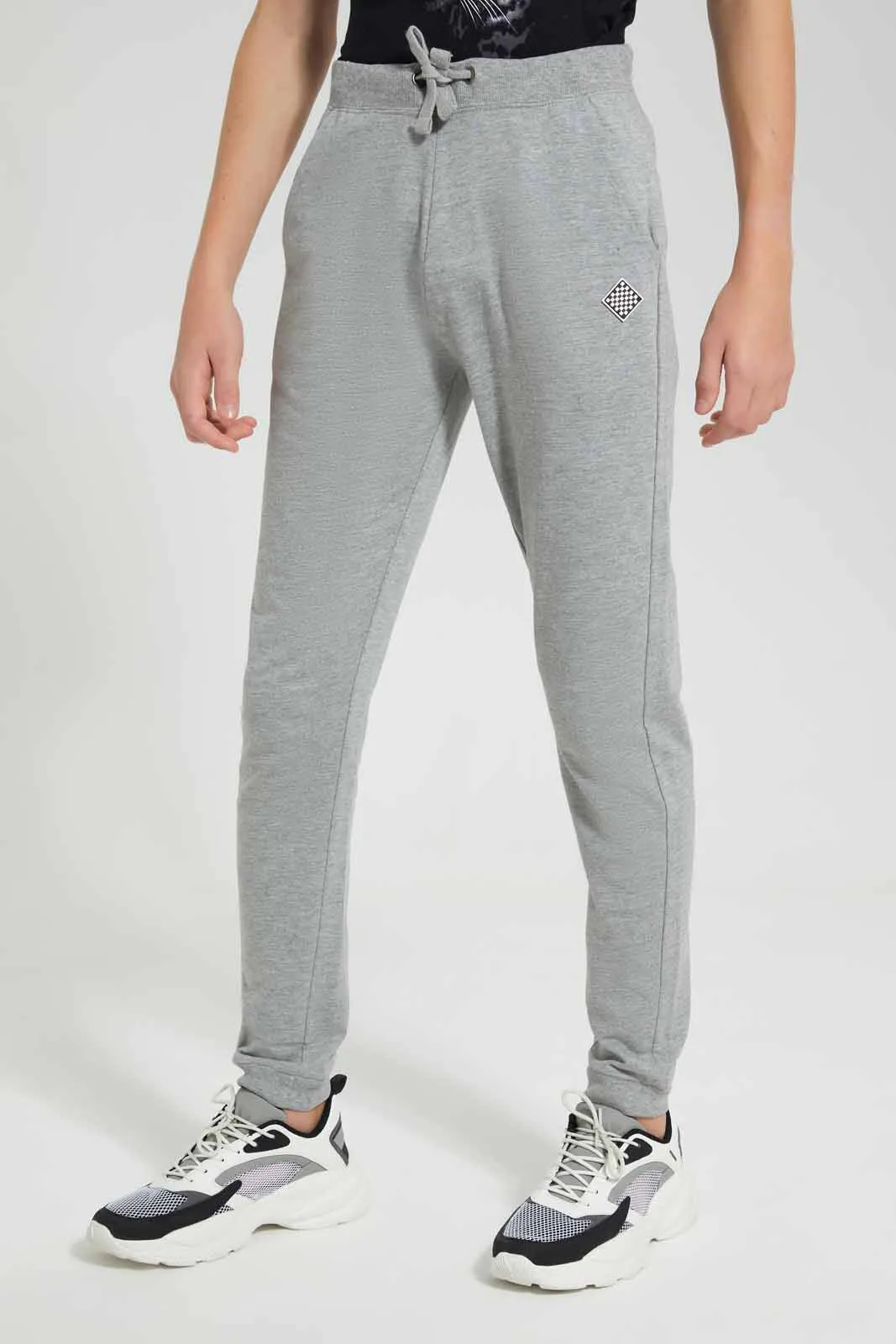 Grey Mel Plain Active Pant