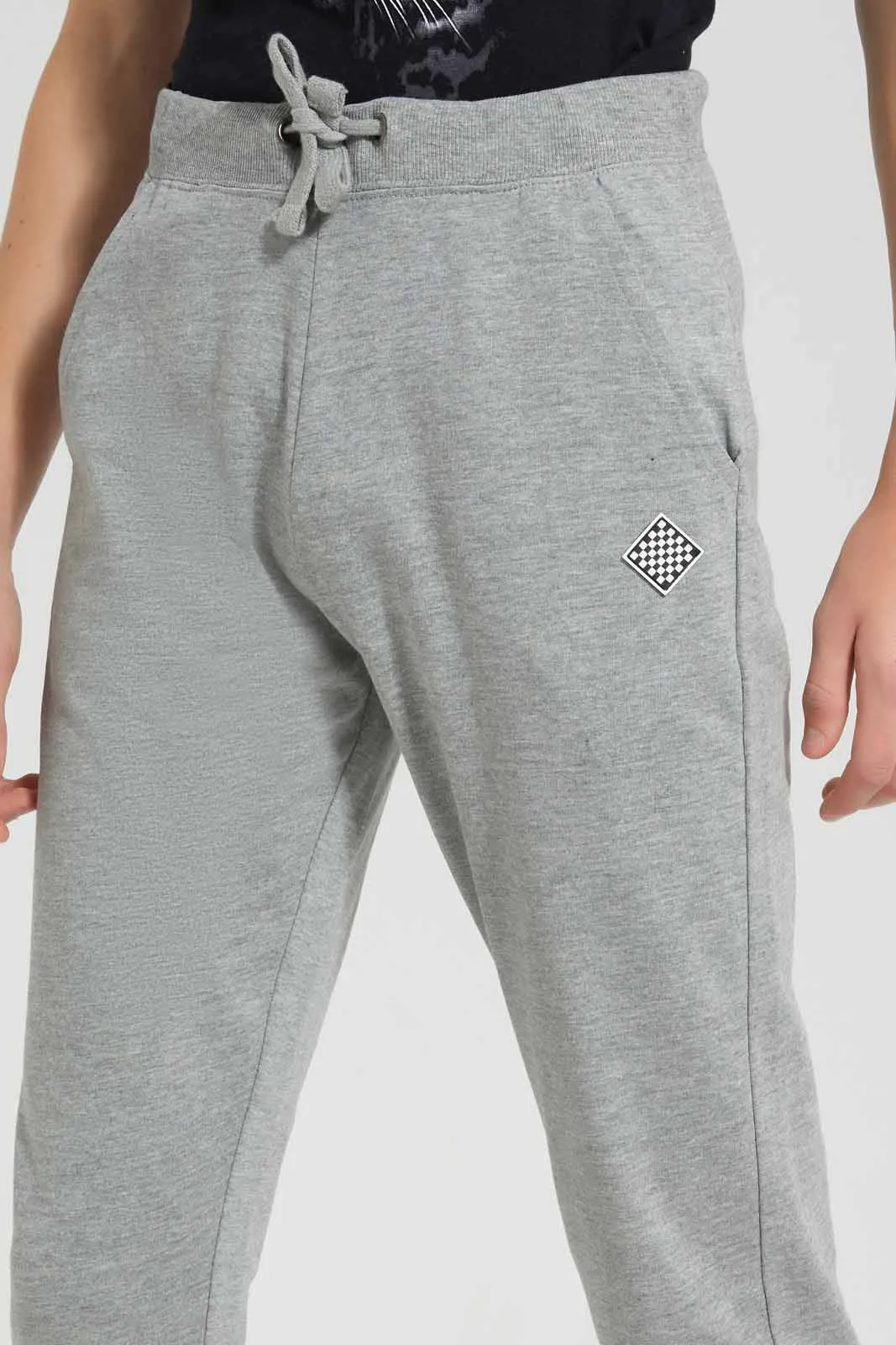 Grey Mel Plain Active Pant