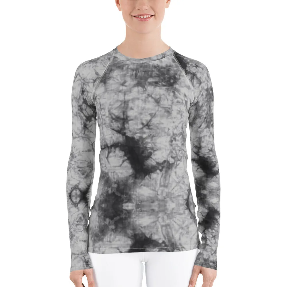 Grey Tie Dye Long Sleeve Tops