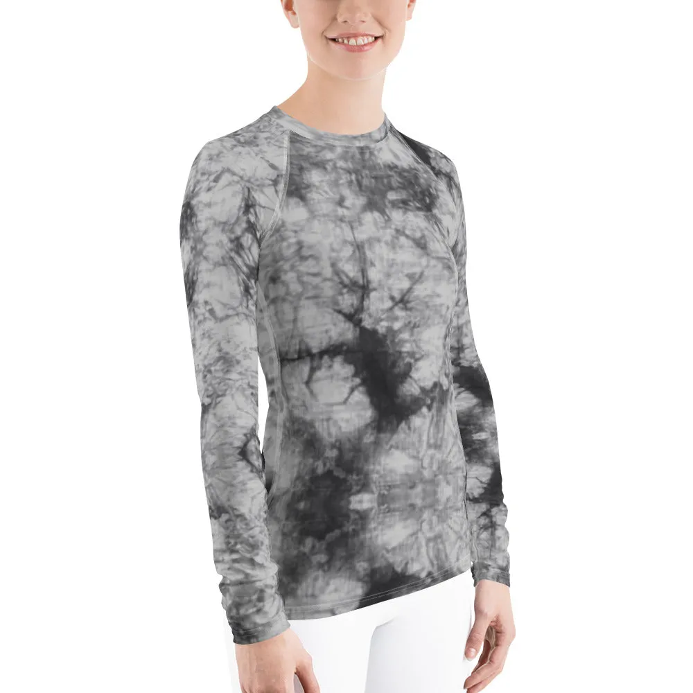 Grey Tie Dye Long Sleeve Tops