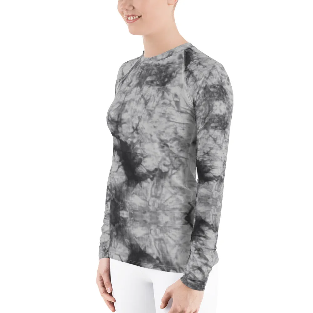 Grey Tie Dye Long Sleeve Tops