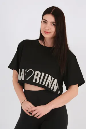 Gym Bunny loose fit crop top- Black