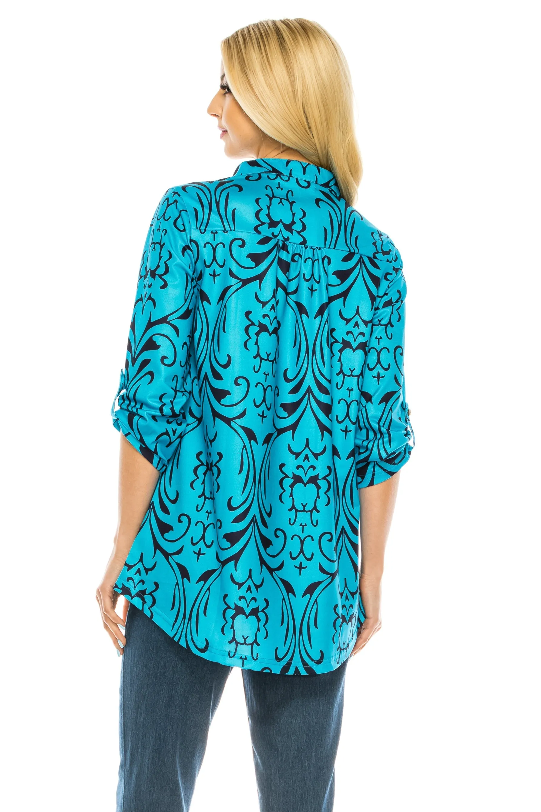 Haute Edition Women's 3/4 Sleeve Tunic Tops S-3X. Plus size available.