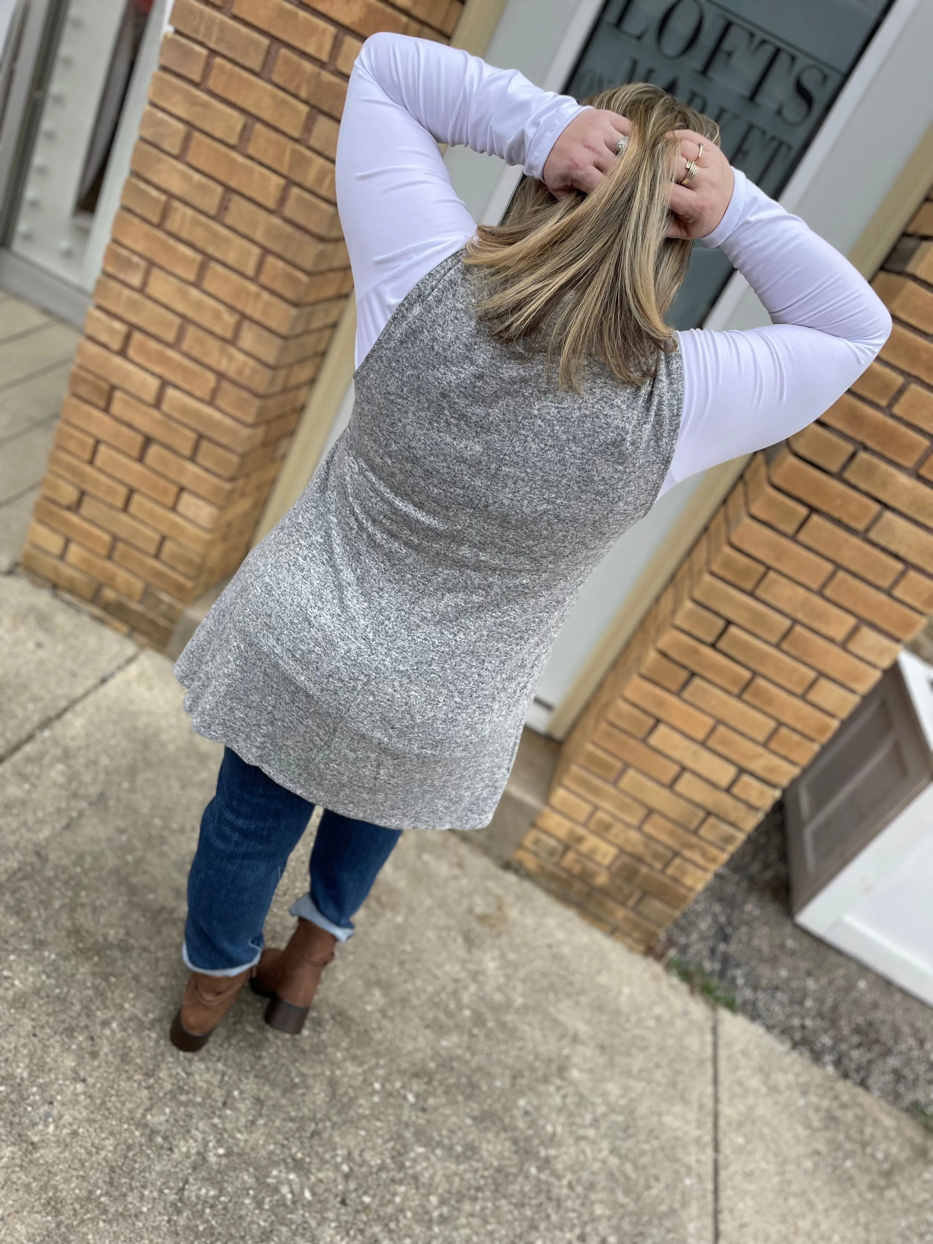 Heather Grey - Sleeveless Turtle Neck Tunic Top