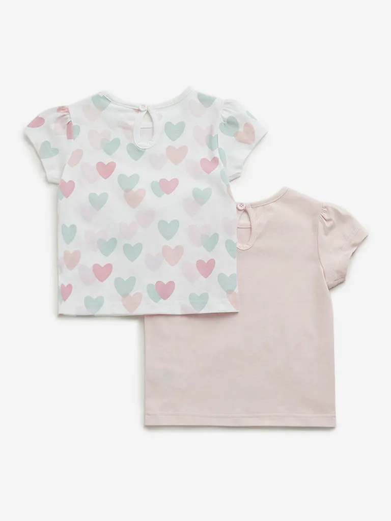 HOP Baby Pink Printed Tops - Pack of 2