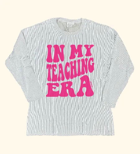 In My Teacher Era on Beige Ribbed Long-sleeve Top