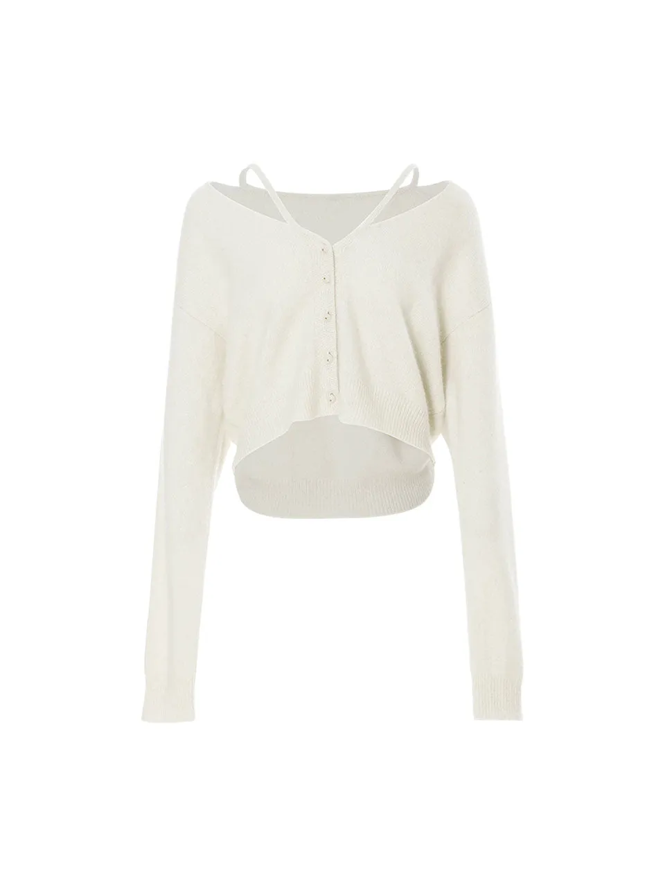 Ivory slit knit cardigan