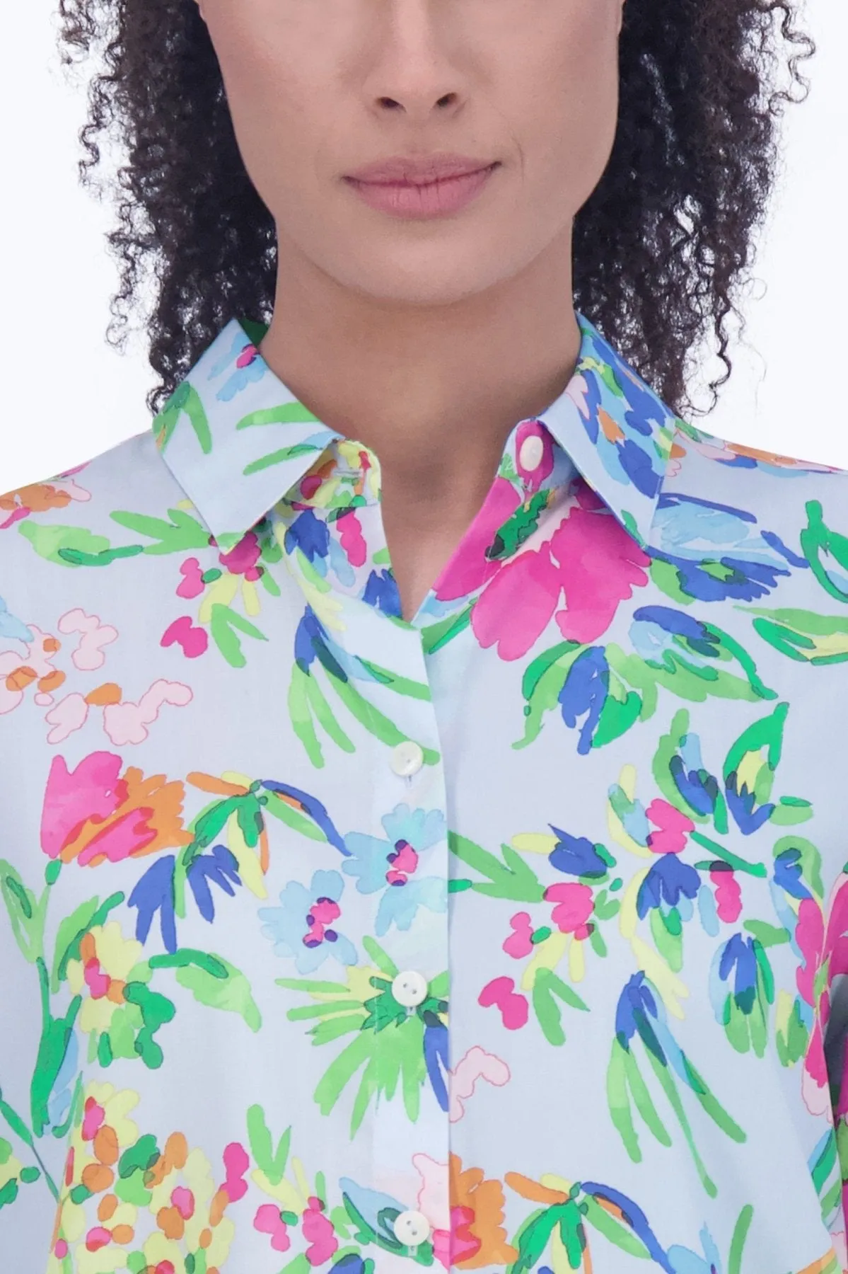 Kelly No Iron Painterly Floral Shirt