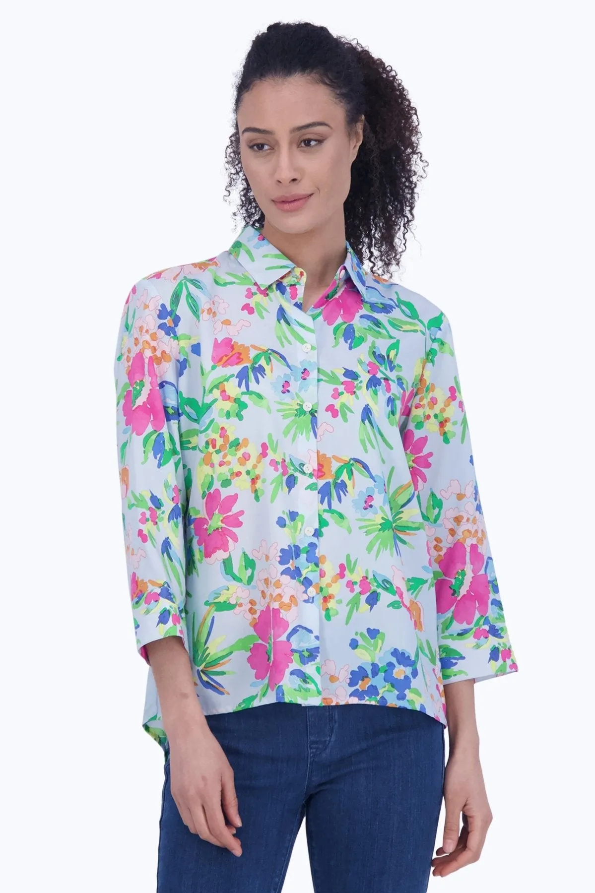 Kelly No Iron Painterly Floral Shirt