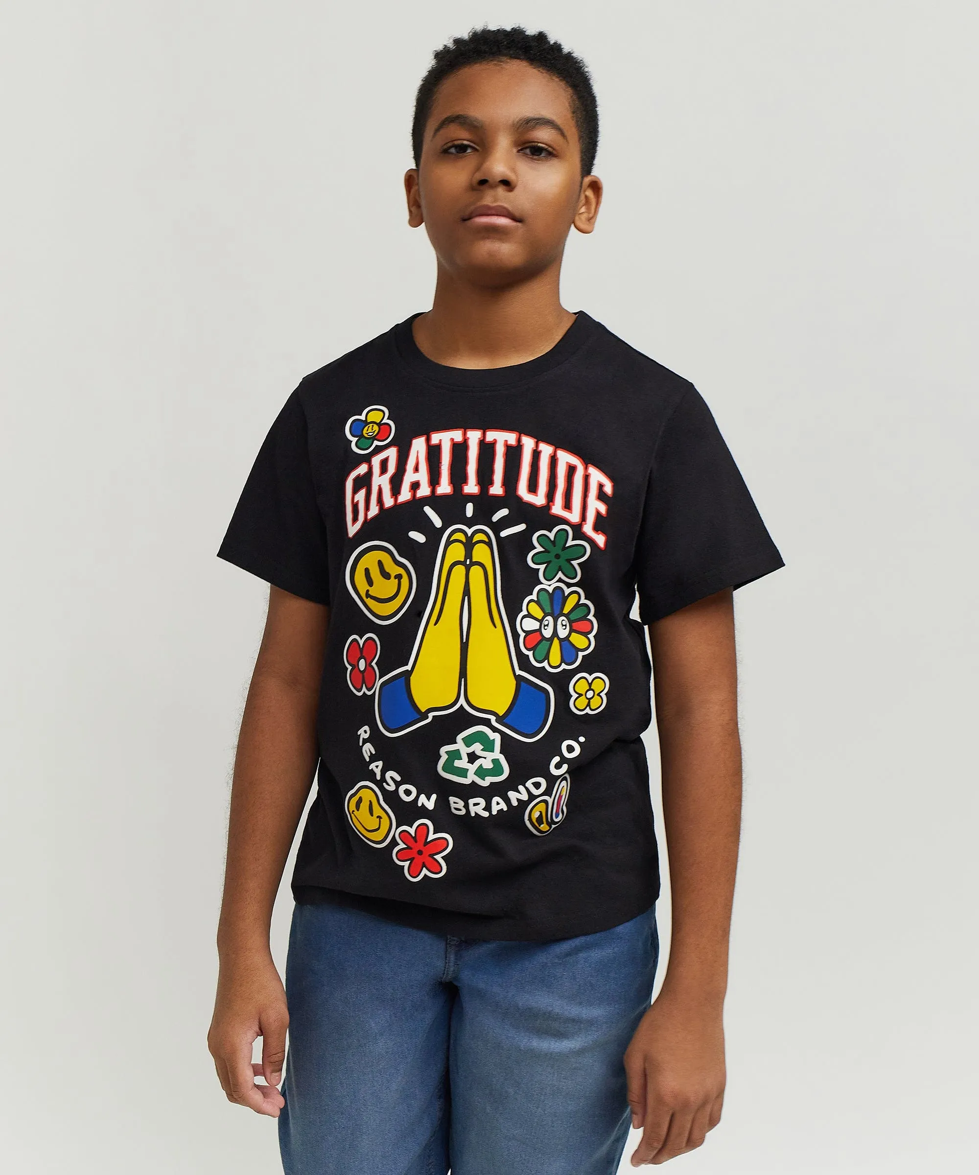 Kids Gratitude Short Sleeve Tee - Black