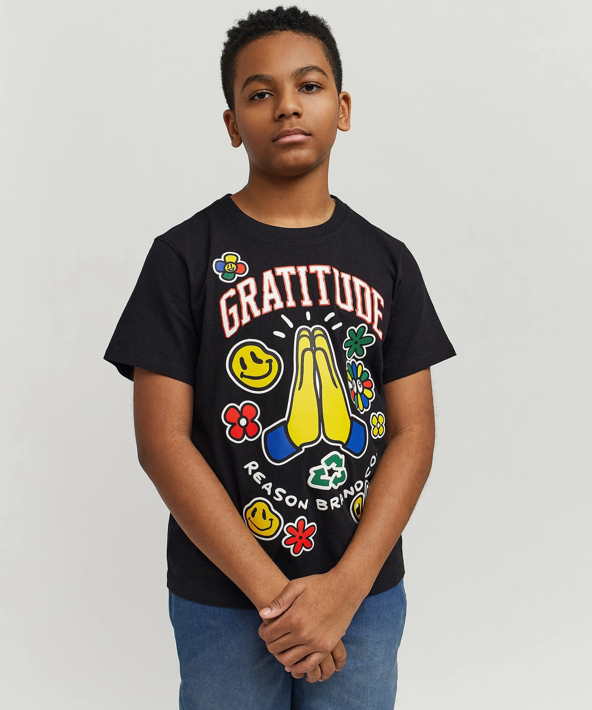 Kids Gratitude Short Sleeve Tee - Black