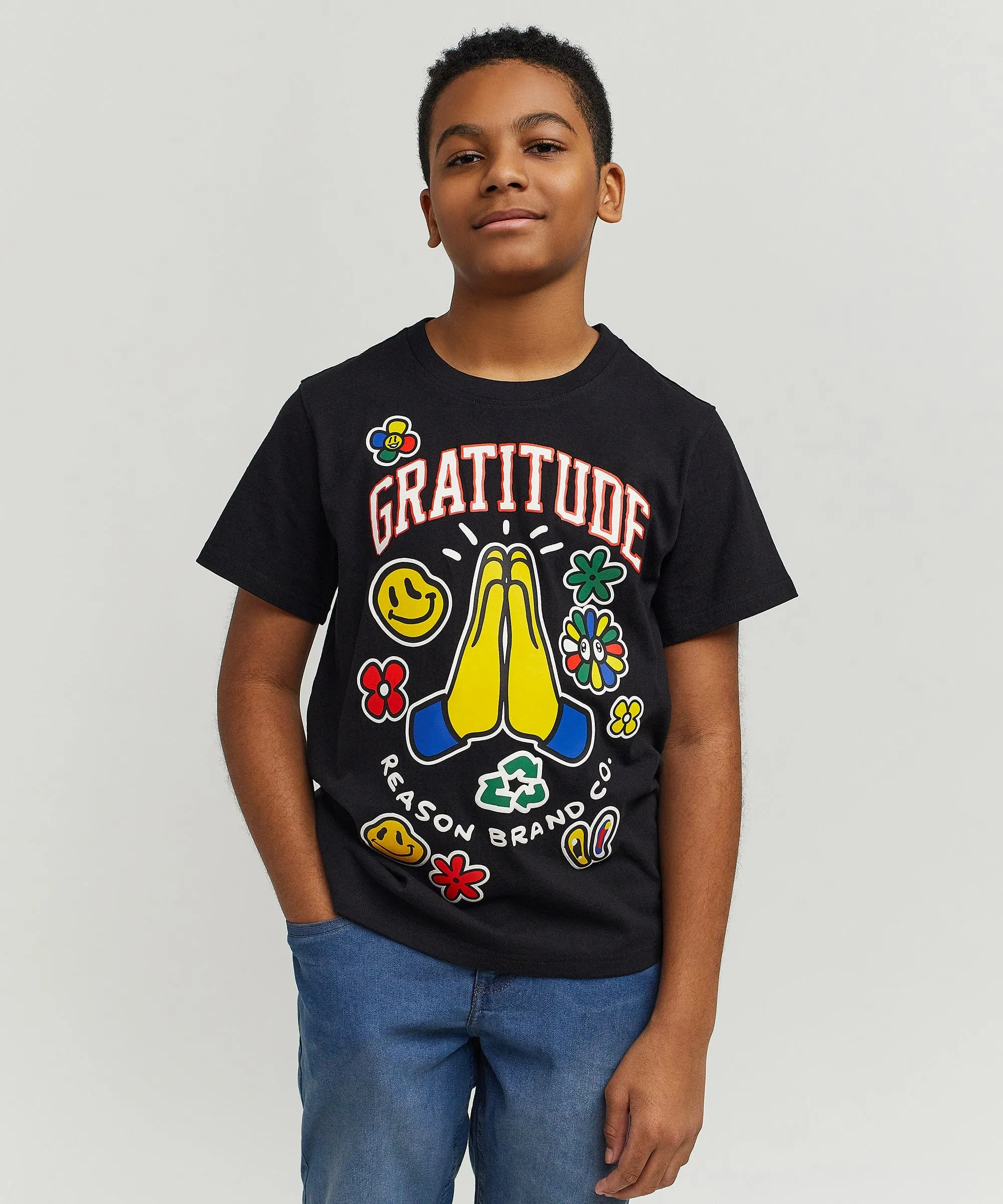 Kids Gratitude Short Sleeve Tee - Black