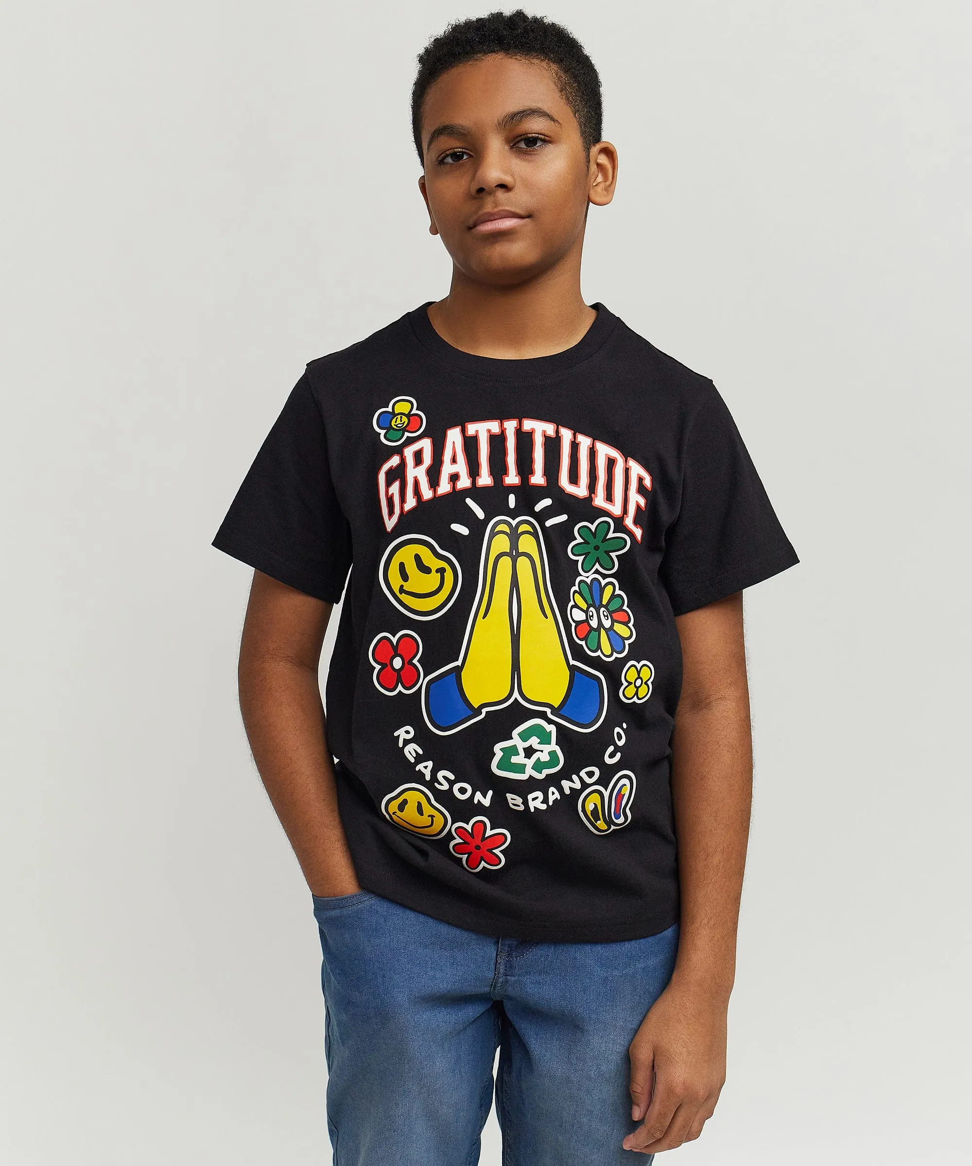 Kids Gratitude Short Sleeve Tee - Black