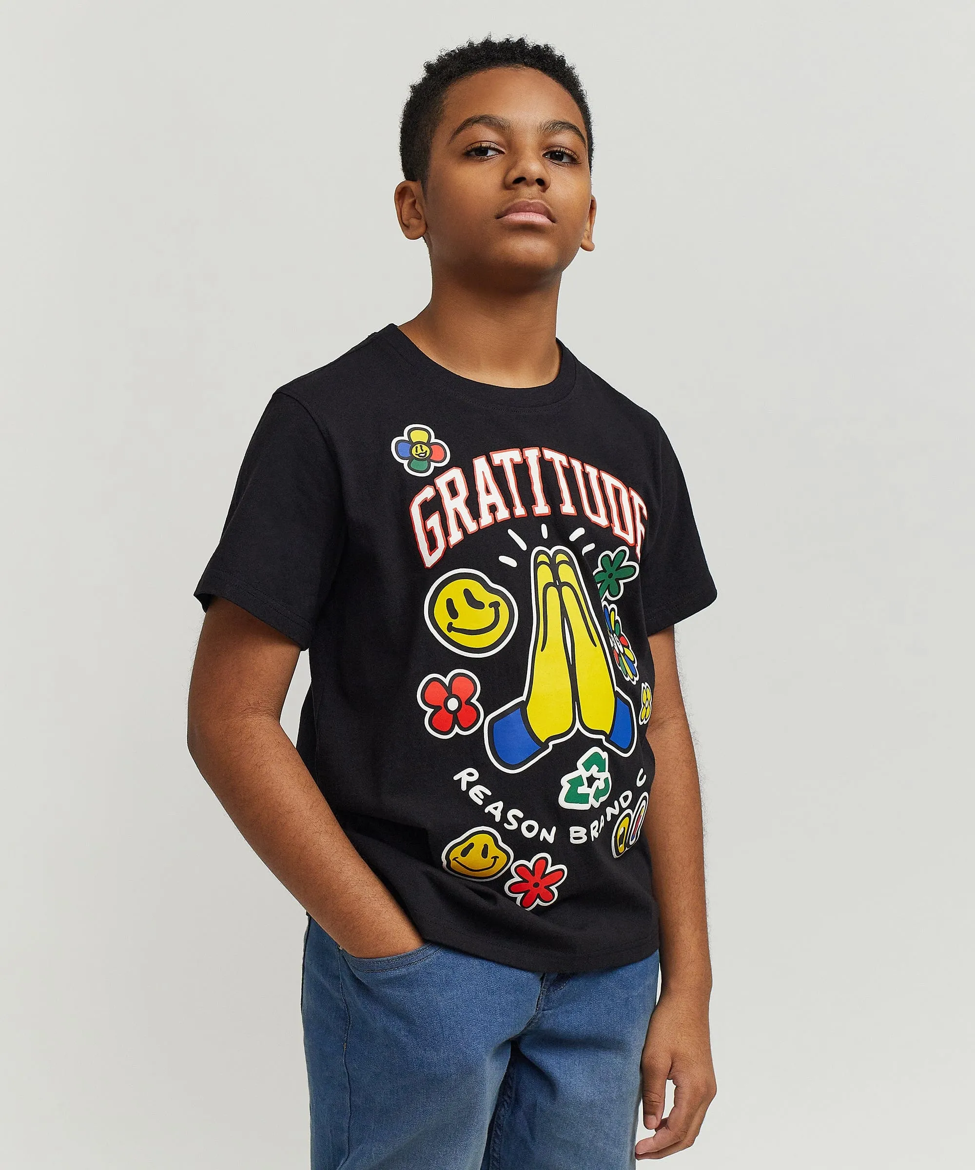 Kids Gratitude Short Sleeve Tee - Black