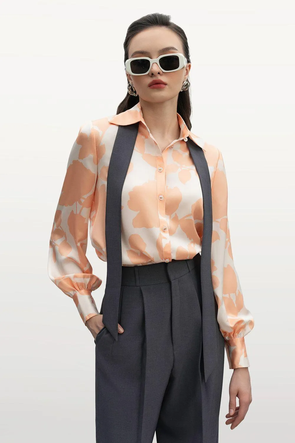 Laurence Straight Cuff Sleeved Silk Shirt