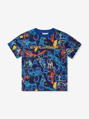 MARC JACOBS Boys Paint Logo T-Shirt in Navy